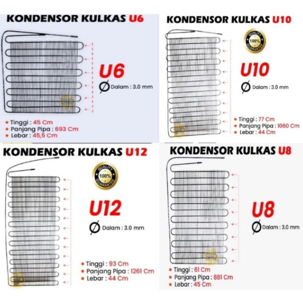 10 Pcs Kondensor Kulkas Bahan Tembaga U6 U8 U10 U12 untuk Kulkas showcase freezer box semua merek