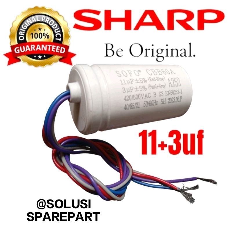 Original Kapasitor Sharp ES-T65M Kapasitor Mesin Cuci sharp 2 Tabung original