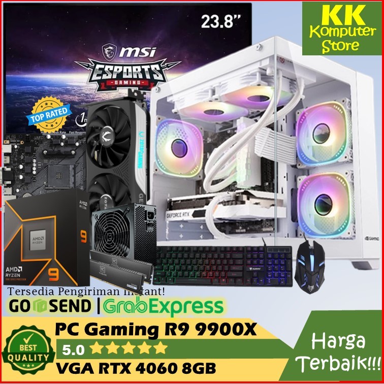 pc gaming ryzen 9 9900x | rtx 4060 8gb| pc rakitan amd ryzen 9 9900x | rtx 4060 8gb |ram 16g ddr5