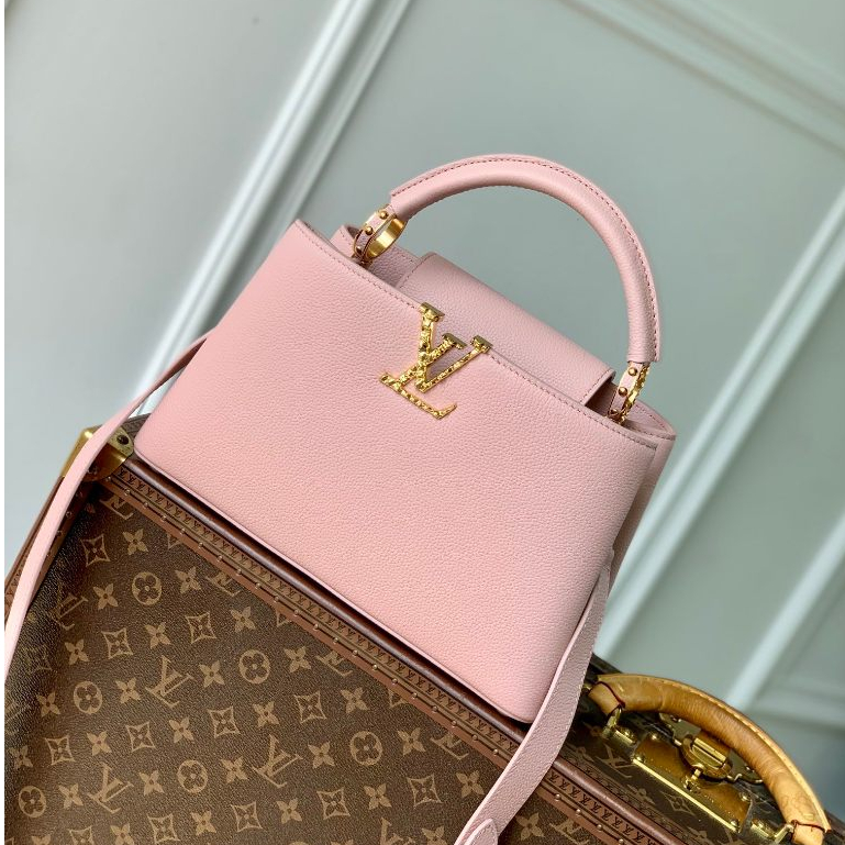 Louis Vuitton Capucines East West Small Handheld Crossbody Bag LV Crush Series Pink