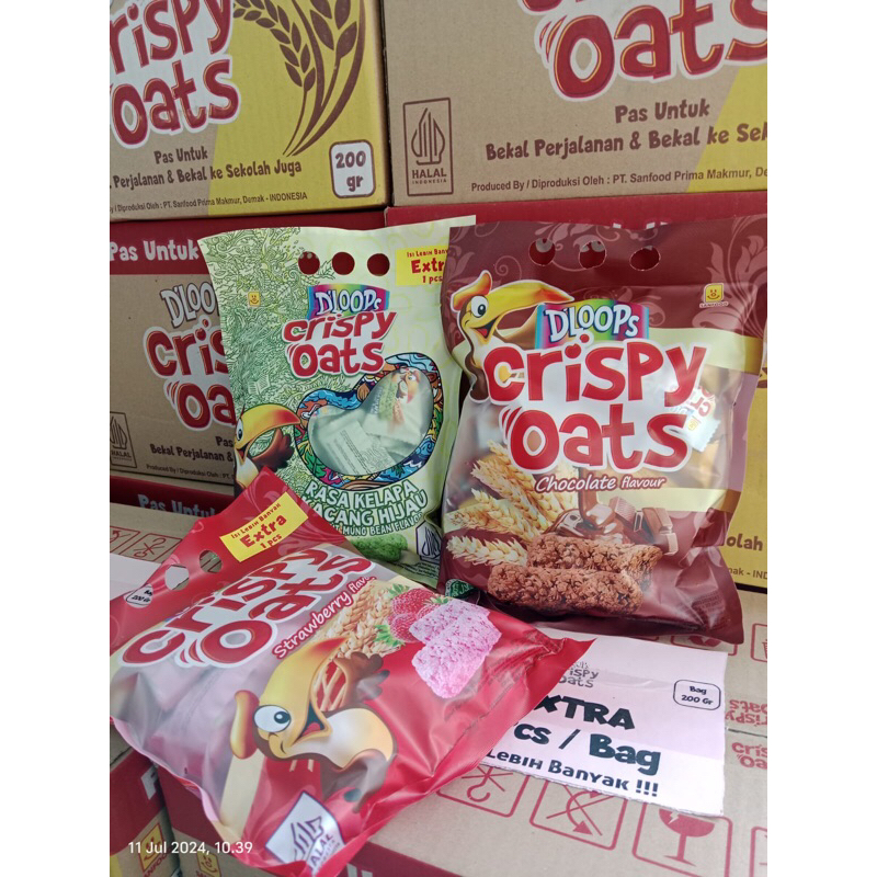 

(Karton) Kue Lebaran | Kue Hajatan | Kue Oleh - Oleh | Dloops Crispy OATS Sanfood isi 12 Bag