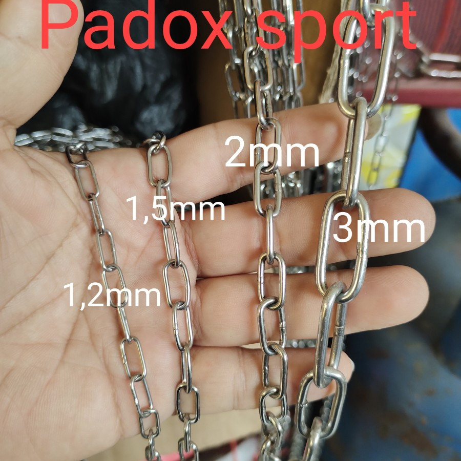 Rantai Chain Stainless Steel 304 Diameter 1.2 mm Anti Karat Permeter untuk keamanan, Lampu Gantung, 