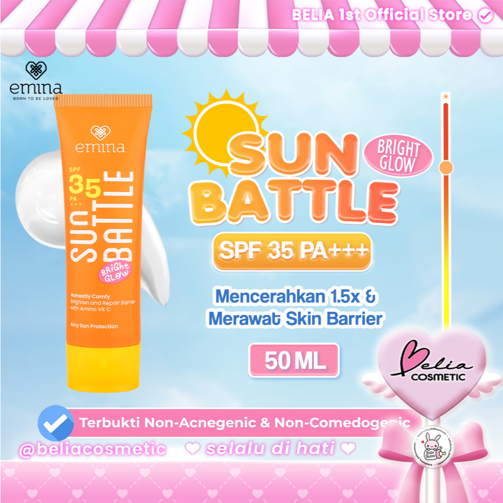 ❤ BELIA ❤ EMINA Sun Battle Bright Glow SPF 35 PA+++ 50 ML | SPF 30 - Sunscreen Serum Amino Vitamin C
