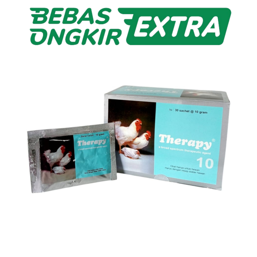 1 DUS THERAPY 10 GRAM (30 SASET) - mengobati berak hijau/kapur, ngorok pilek ayam