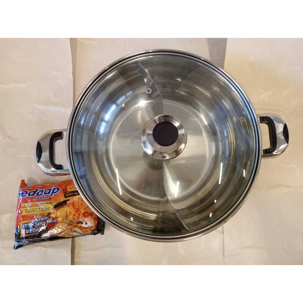 AKEBONNO Panci Shabu Shabu Sekat 30cm Stainless Steel Steam Boat Pot