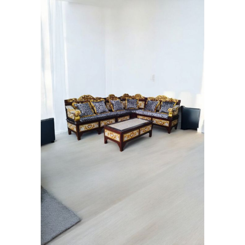 kursi kayu marmer + matras