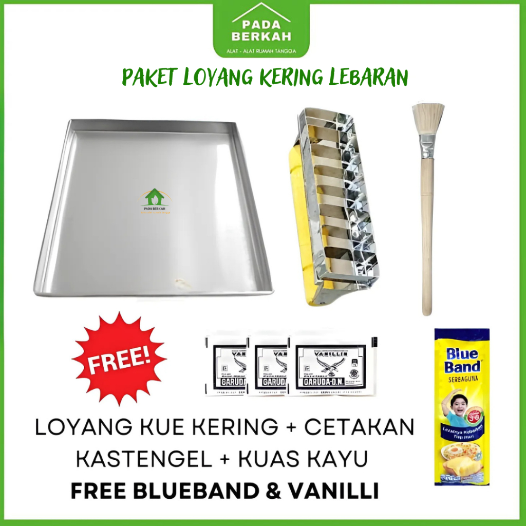 5in1 Loyang Kue Kering Kastengel Lebaran + Cetakan Kue Kering + Kuas Kayu FREE MENTEGA DAN VANILLI