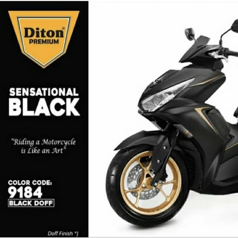 Pilok Pilox 9184 DITON Premium Black Hitam Doff Dop Cat Mobil Sepeda Motor 400ml