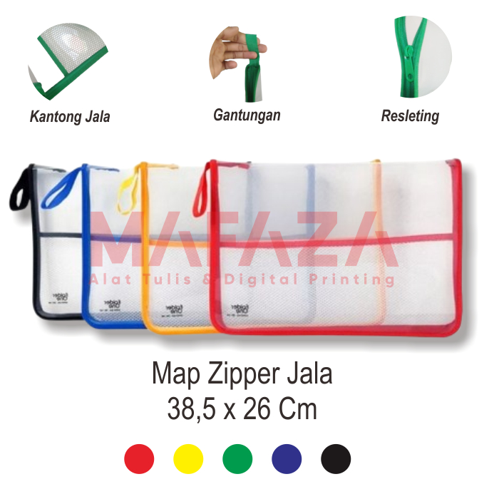 

[1 Pcs] Map Zipper Sleting Jala Folio F4 / Zipper Jala Resleting Transparan Folio F4 Murah