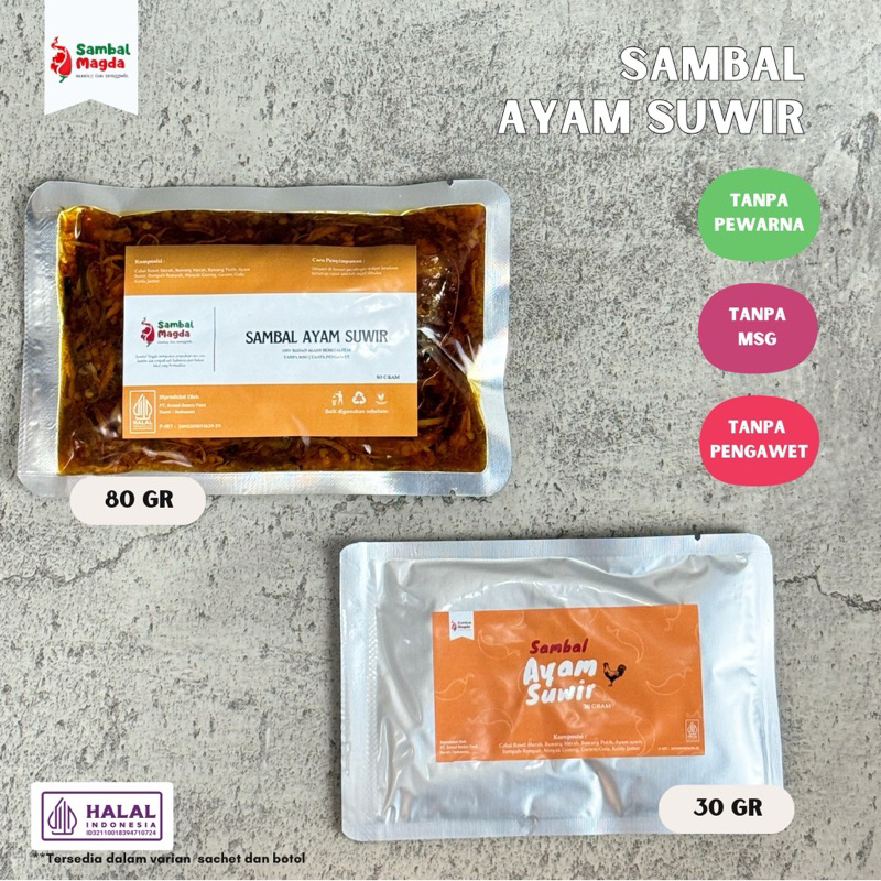 

Sambal Magda Lauk kemasan 80 gram - sambal cumi kemangi, sambel cakalang asap, sambal ayam suwir, sambal teri medan pedas