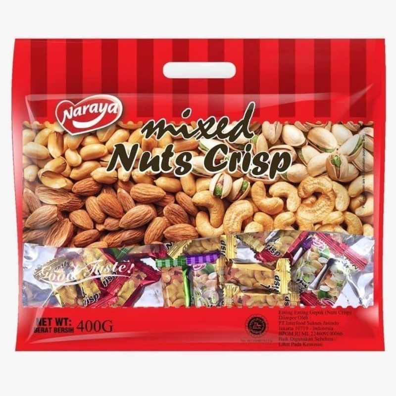 

Naraya Mixed Nuts Crisp / Naraya Permen Kacang / Enting-Enting Kemasan 120 g dan 400 g