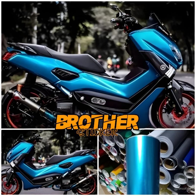 stiker skotlet biru satin scotlite biru chrome doff sticker krom dop motor