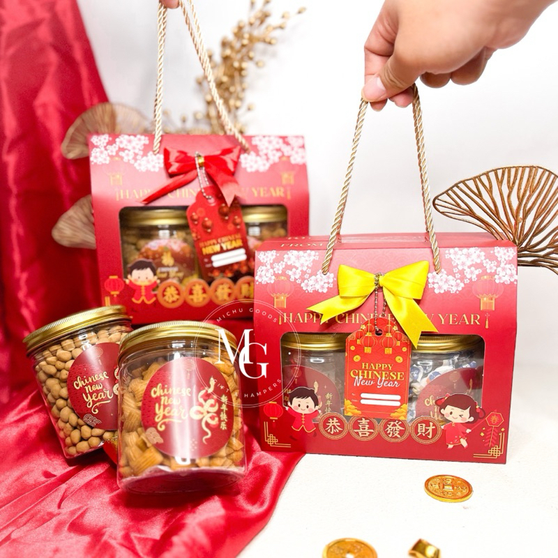 

[Ready Stock] Hampers Imlek isi 2 Jar / Hampers CNY / Bingkisan Imlek 2025 / Parcel Chinese Lunar New Year Coklat Kacang Permen Jelly