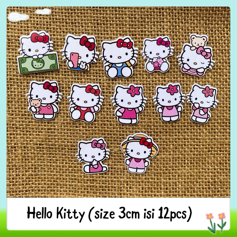 

12pcs sticker tempelan glossy sanrio hello kitty