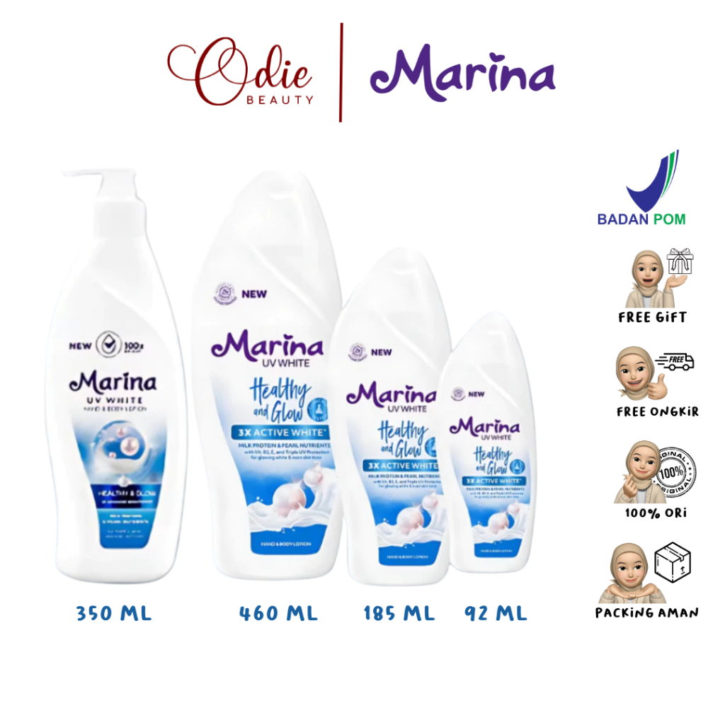 MARINA UV White Healthy And Glow Body Lotion Hand Body Lotion Marina Biru