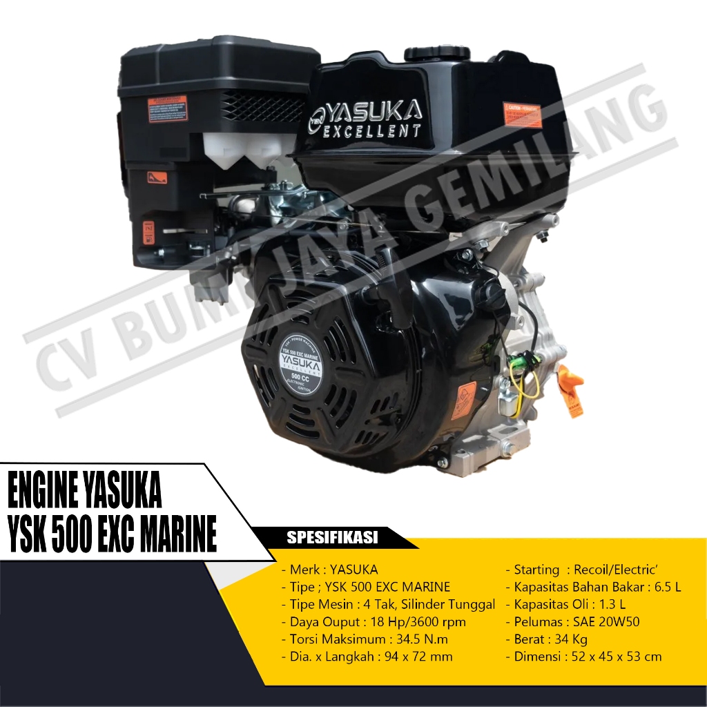 MESIN PENGGERAK SERBGUNA / GASOLINE ENGINE YASUKA YSK 500 EXCELLENT MARINE 4 TAK