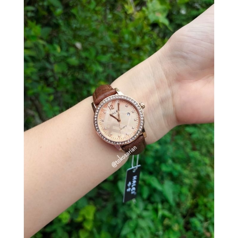 Jam Tangan Halei 578L Original Bergaransi Jam Tangan Kulit Wanita