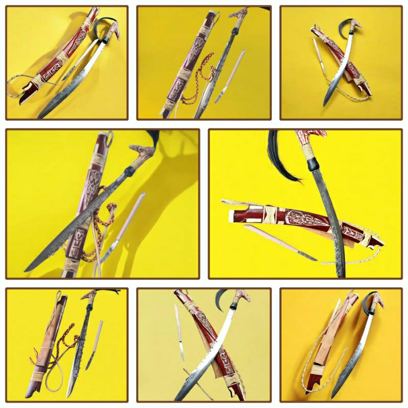 Mandau Etnik Dayak Kalimantan Mandau Baja Putih Nti Karat 80 cm