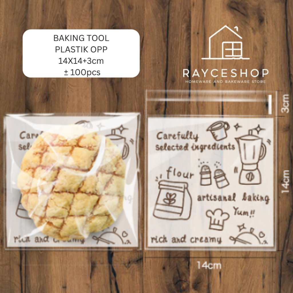 

(100pcs) Plastik Roti OPP 14x14 Nastar Cookies Kue Snack Permen Perekat Seal