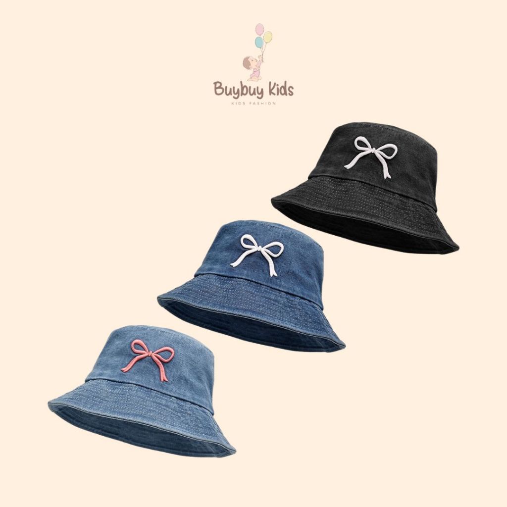 TOPI JEANS ANAK PREMIUM - DENIM BUCKET HAT - Topi Anak Unisex - Topi Anak Laki Laki Perempuan - Topi
