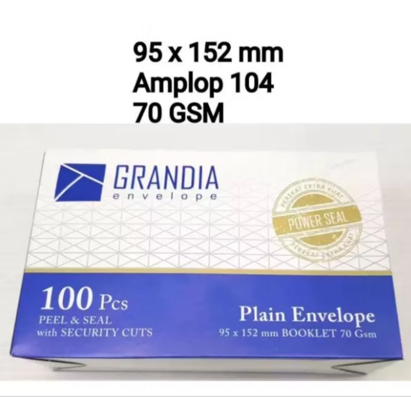 

(1PAK) AMPLOP GRANDIA 100 PCS - AMPLOP 104 - AMPLOP POLOS ADA LEM PEREKAT / AMPLOP PUTIH / AMPLOP GRANDIA 95x152 mm / AMPLOP