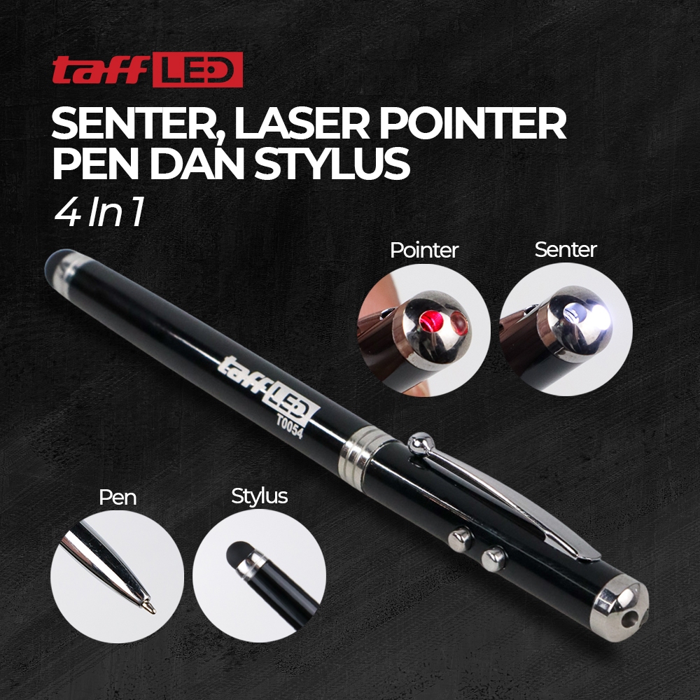 

TaffLED Pulpen 4in1 Senter Laser Pointer Pen dan Stylus Tinta Hitam Black