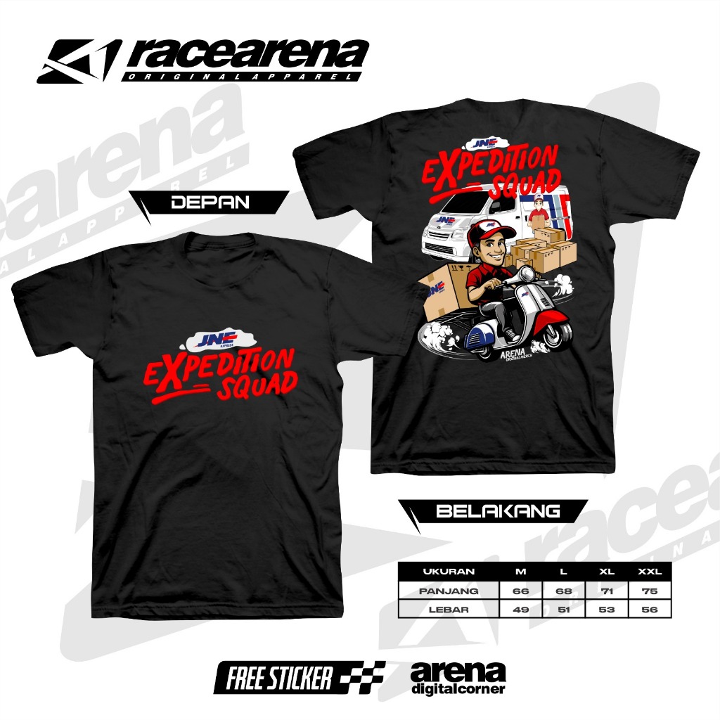 kaos JNE SQUAD EKSPEDISI KURIR BARANG SELURUH INDONESIA