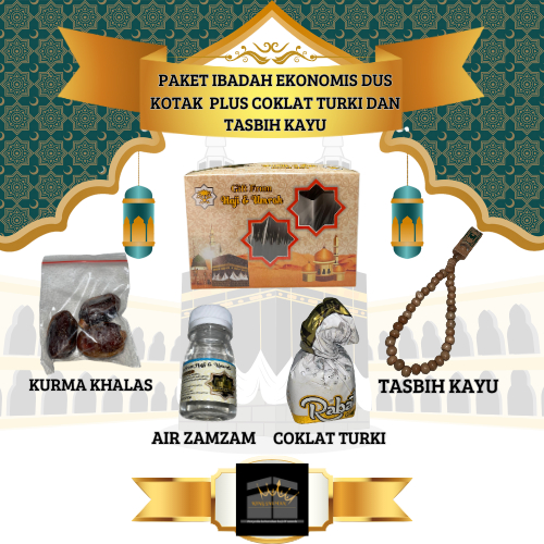 

Oleh-oleh haji dan umroh dus kotak paket ibadah ekonomis plus coklat turki dan tasbih kayu oleh-oleh umroh haji