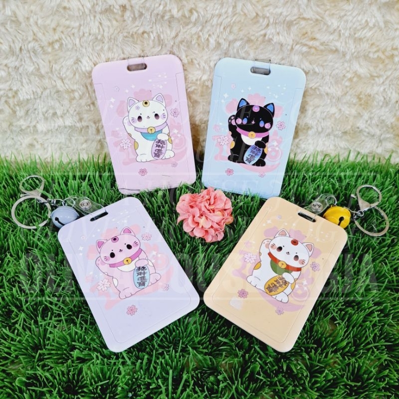 

Id Card Manekineko Lonceng Tanpa Tali Card Holder Kucing Hoki Akrilik Name Tag Manekineko