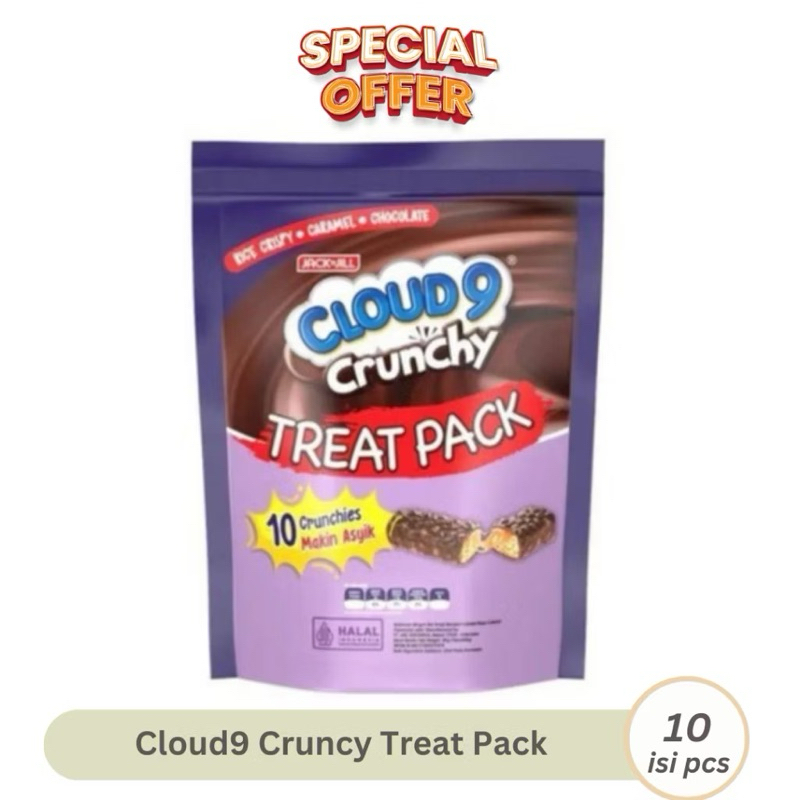 

wafer cloud9 crunchy treat pouch isi 10pcs / wafer cokelat cloud9 crunchy / cloud9 rice crispy caramel chocolate murah