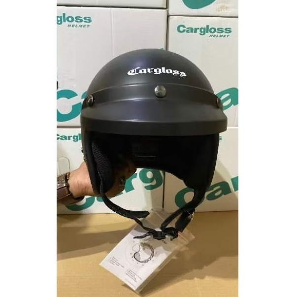 HELM CARGLOSS Original- Black Doff (KACA DATAR)