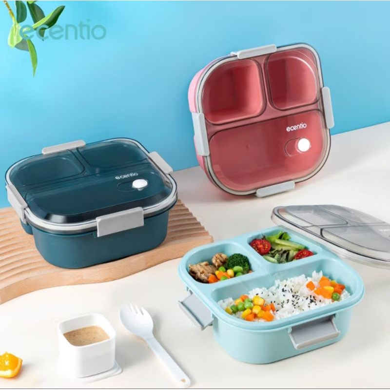 Kotak Makan Siang 3 Grid /Kotak Bekal Lunch Box Ecentio