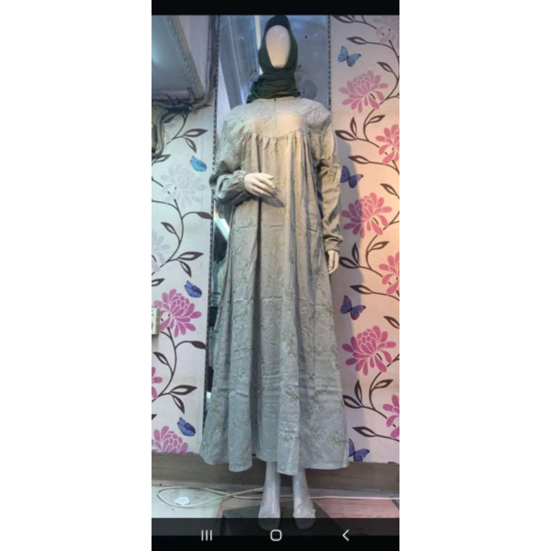 gamis bordir linen