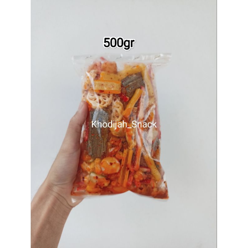 

Kemasan 500gram Kerupuk Sebring Seblak Kering Mix Campur Pedas Seuhah Gurih Daun Jeruk Free bubble