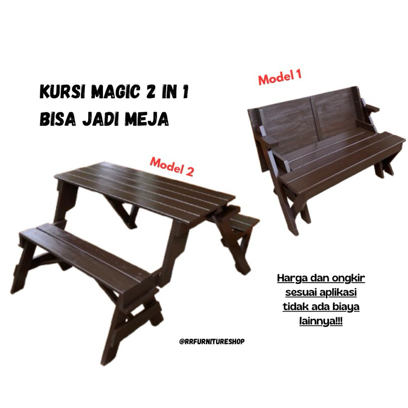 Kursi Magic Lipat Bisa Jadi Meja 2 In 1 / Kursi Taman / Meja Taman / Kursi Lipat / Meja Cafe / Meja 