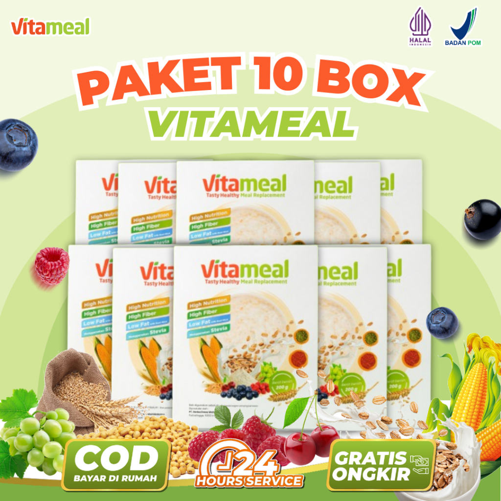 

Vitameal Paket 10 Box Sereal Sehat Ampuh Menurunkan Gula Darah Tinggi Mencegah Diabetes Kolesterol