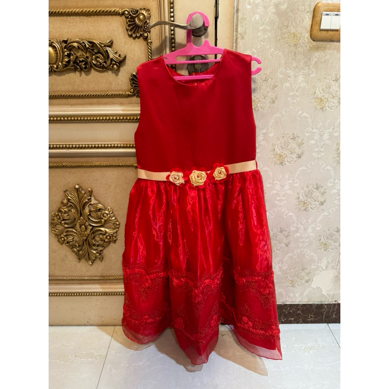 preloved red party dress anak