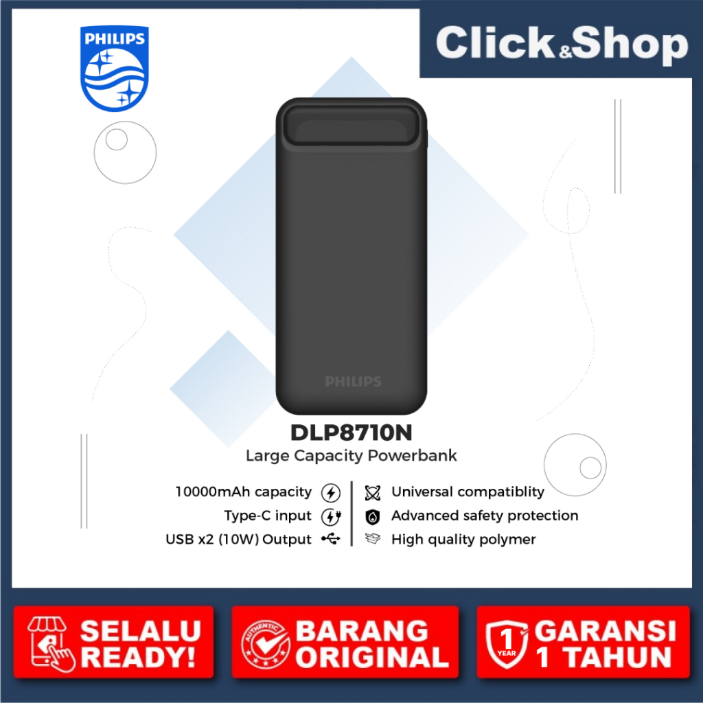 Philips DLP8710N Power Bank Digital Display 10000 mAh -Powerbank Fast Charging