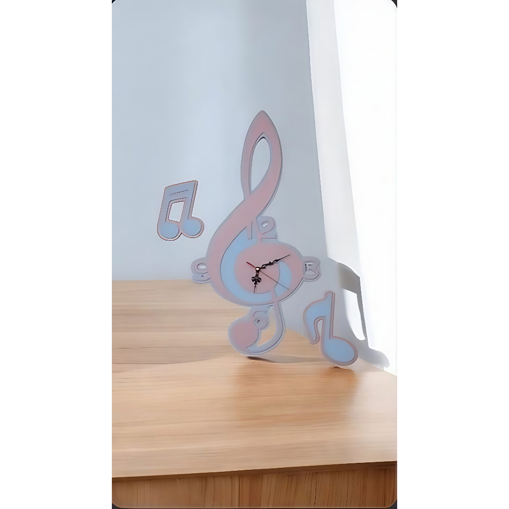 JAM DINDING ESTETIK CANTIK UNIK / DEKORASI HIASAN DINDING SIMBOL NADA 3D EXPOSE