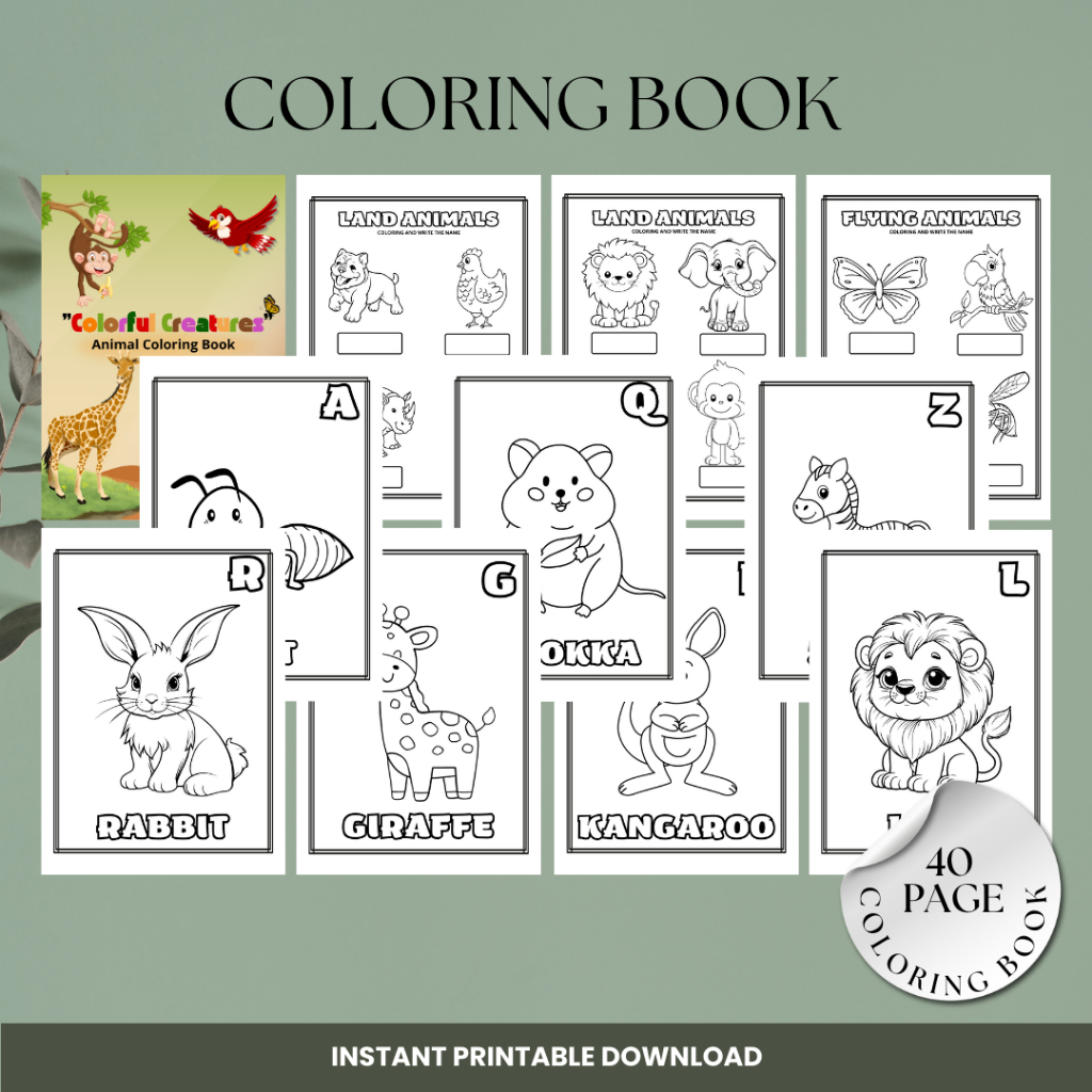 

Printable Buku Mewarnai Full color Untuk PAUD & TK | COLORFULL CREATURES | Animal Coloring Book