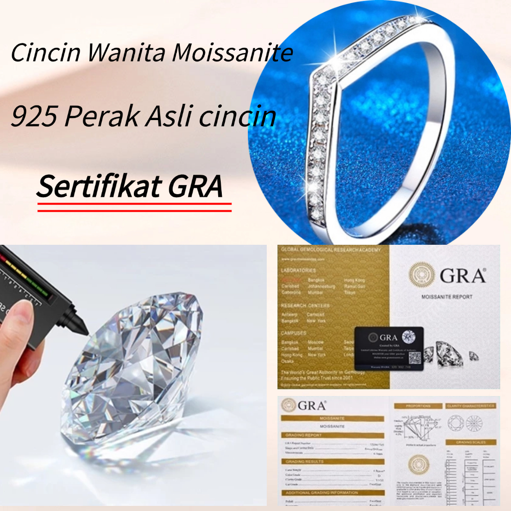 RB5 Cincin Couple Pasangan Wanita Untuk Pacar 925 Perak Sterling Silver Moissanite Berlian