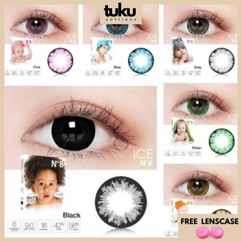 SOFTLENS ICE N8 16 MM NORMAL & MINUS (-4,50 S/D -10,00) BY X2 / SOFLEN ICE NO 8 / ICE NO8 BY X2 / SO