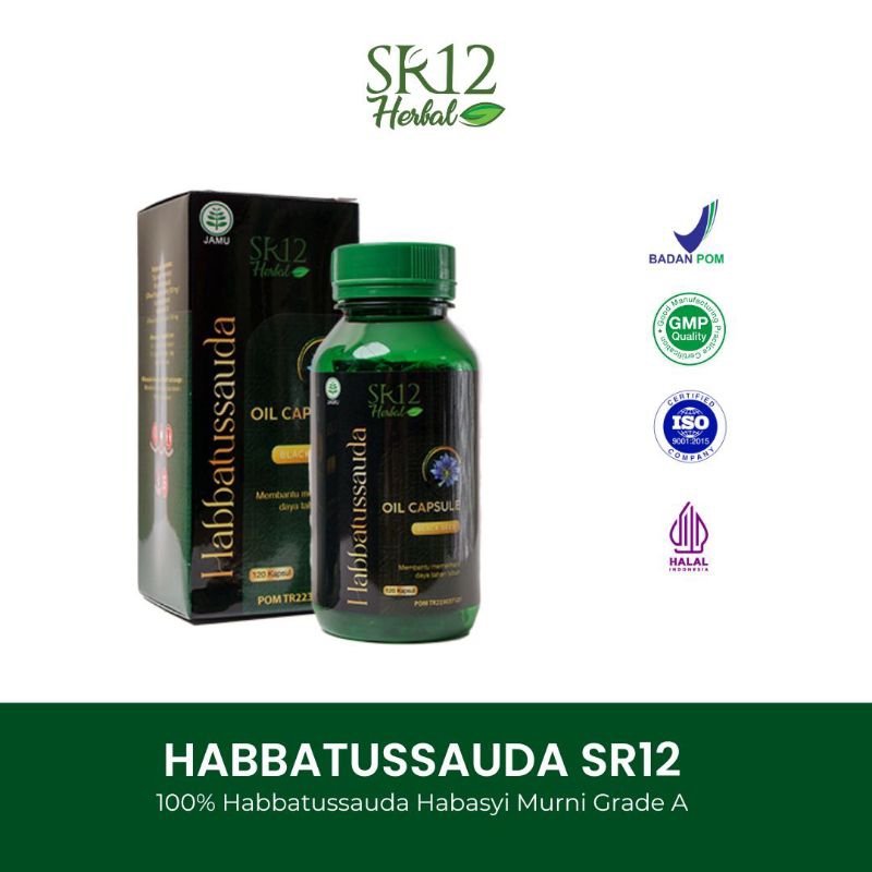 SR12 Habbatussauda Oil Capsule, 100% Minyak Habbatussauda Habasyi Murni Grade A