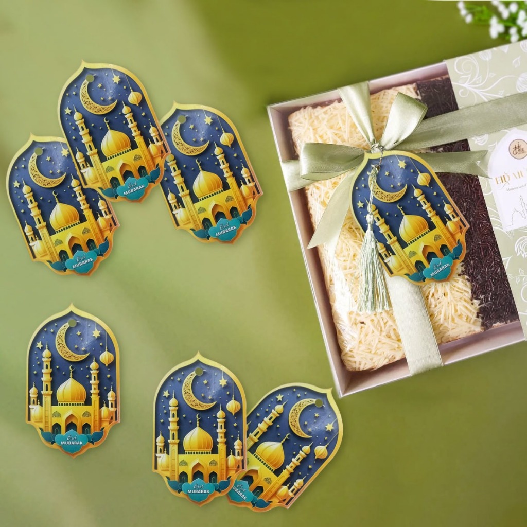

Hangtag Label 143|144 Edisi Lebaran| Dekor Dus Kue| Gantungan Dus Kue (1 Bal 500 Pcs)