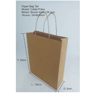 

(10pcs) Paperbag Coklat L/M 24X8X30cm + Tali 125GSM