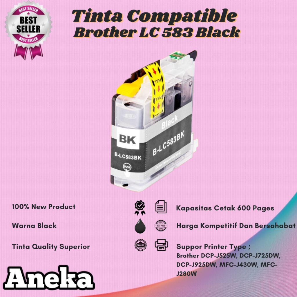 Catridge Tinta Compatible Brother LC583 LC583 Black Printer MFC-J2510 J3520