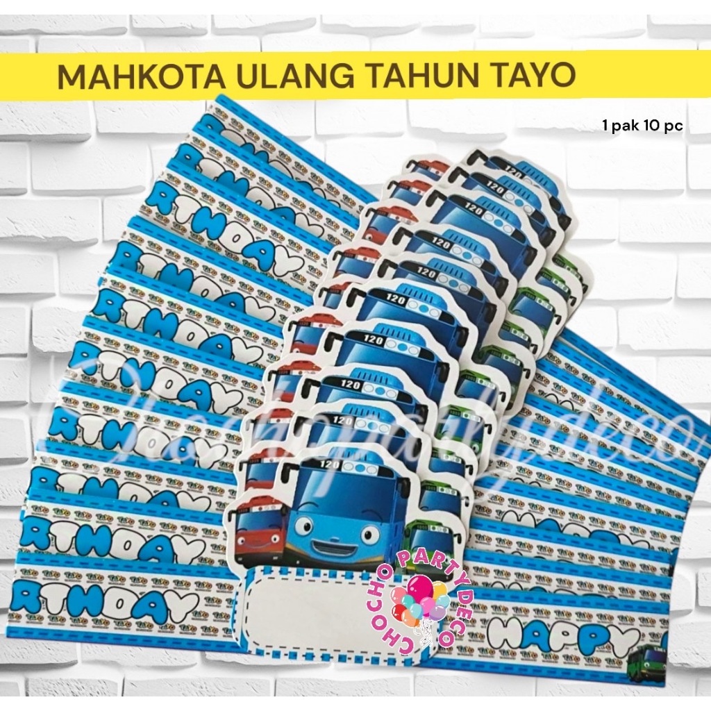 Mahkota Ulang Tahun TAYO Isi 10 / Topi Pesta Tayo