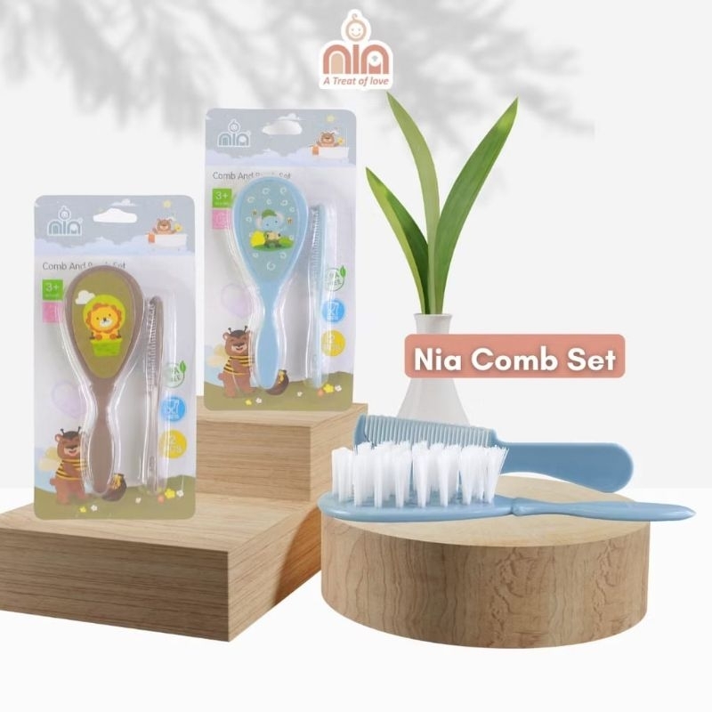 sisir bayi set nia comb set & brush baby / sisir bayi murah nia