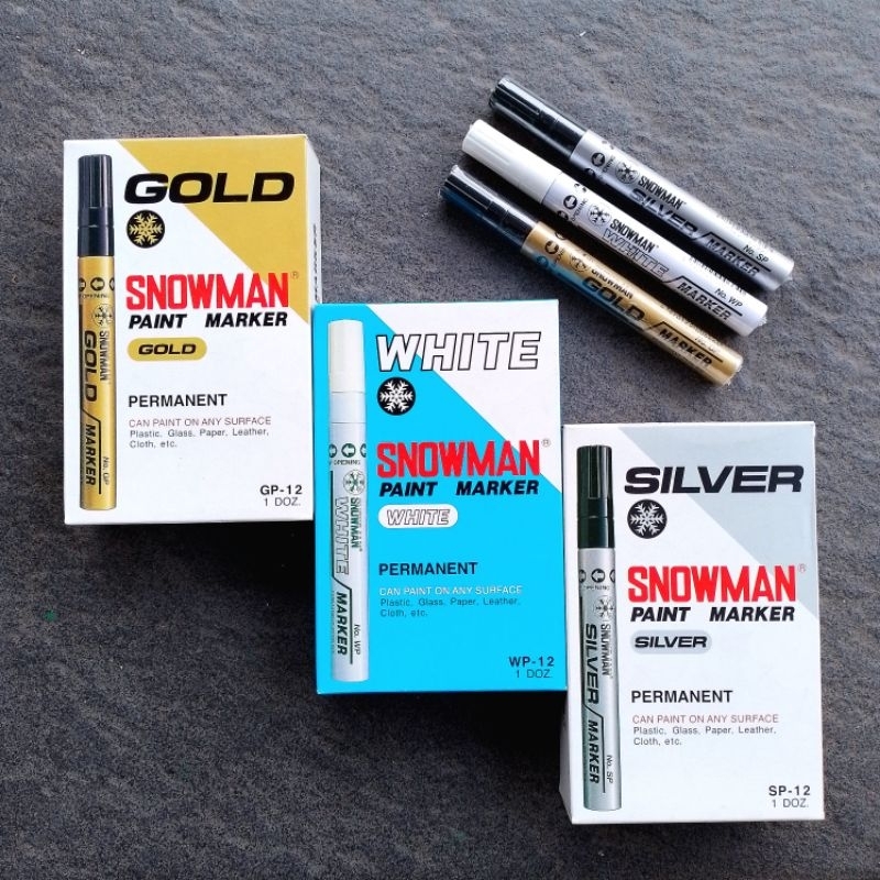 

Spidol Paint Marker Snowman SP-12 [ Silver ] GP-12 [ Gold ) WP-12 [ White ] ( Pak ) [ Original ]