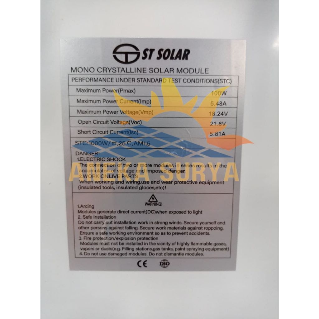 Panel surya mono 100wp solar panel 100wp solar cell 100wp